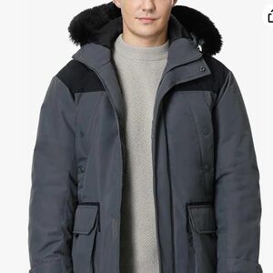 Men's Medium Winter Coat Waterproof Parka Warm Down Puffer Jacket with Fur Hood